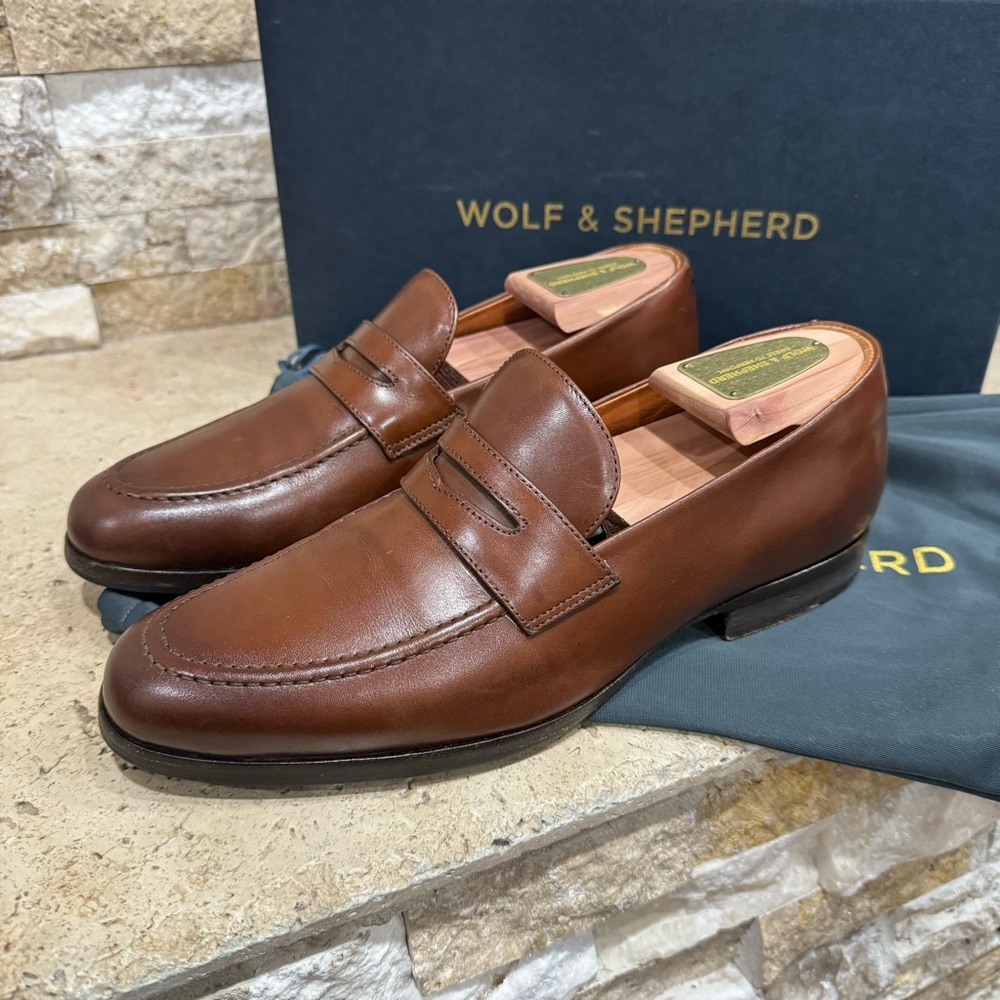 Wolf & Shepherd Ringer Penny Loafer Maple Calfskin Men's Shoe US Size 7